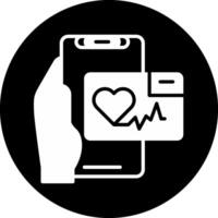 Heart Rate App Circle Inverted Icon vector