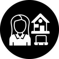 Work At Home Circle Inverted Icon vector