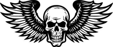 Skull With Wings, Minimalist and Simple Silhouette - illustration vector