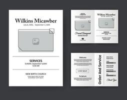 Funeral Template for Memorial Program. Minimalist Bifold Brochure Design Layout. vector