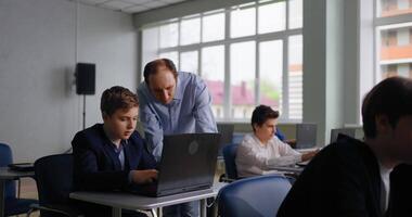 Teen Boy Studying Programming Languages In School, Optional Class Of Computer Games Development video