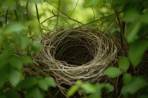 Fragile Bird nest. Generate Ai photo