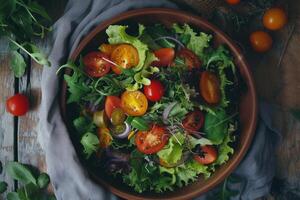 Fresco orgánico jardín ensalada cuenco foto