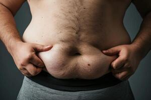 Problematic Abdominal fat obesity. Generate Ai photo