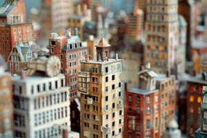 Miniature cityscape with tiltshift effect photo