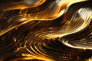 Elegant 3d rendering of undulating golden surfaces with shimmering light effects photo