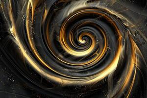 Elegant abstract design with a swirling golden pattern and sparkling details photo