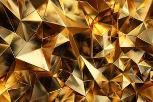 Abstract luxury concept with a gold polyhedral surface pattern photo