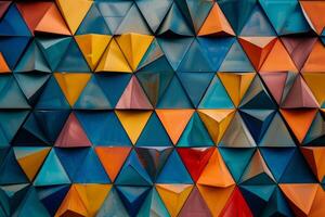 Abstract image of a wall with vibrant geometric shapes in a dynamic arrangement photo