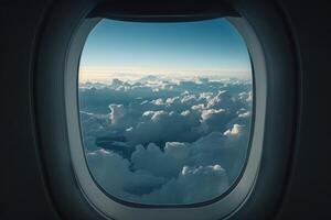 Majestic cloudscape view from airplane window photo