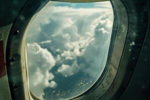 Cloudscape view from airplane window photo