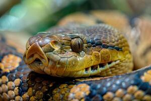 Closeup of a python resting in natural habitat photo
