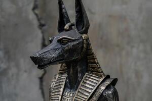 Ancient egyptian anubis statue closeup photo
