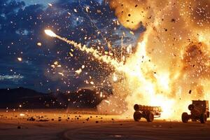 Explosive test at military testing grounds photo