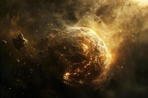 Apocalyptic cosmic event with exploding planet photo