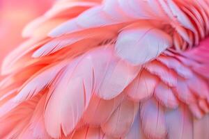Flamingo feathers creating soft, textured background with delicate pink tones photo