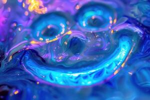 Abstract liquid smiling face background showing colorful swirls photo