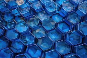 Abstract background showing blue hexagonal shapes forming modern pattern photo