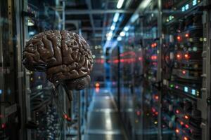 Artificial intelligence is learning inside a datacenter with servers photo