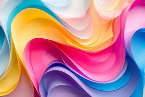Colorful paper is creating a wavy and abstract background photo
