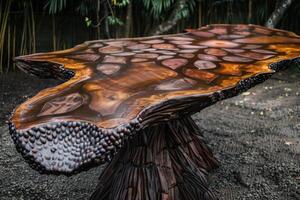 Large handmade epoxy resin wood dining table showing craftsmanship photo
