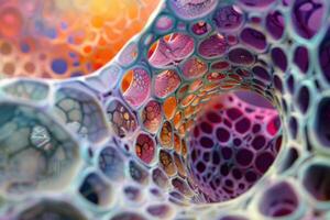 Abstract organic structure forming colorful honeycomb pattern photo