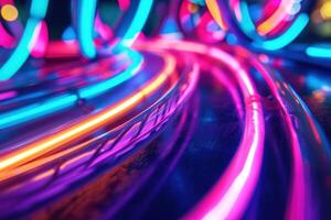 Hypnotic Abstract neon lines. Generate Ai photo