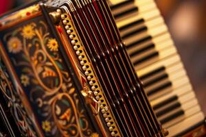 Enigmatic Accordion music background. Generate Ai photo