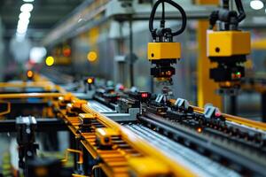 Repetitive Assembly line background. Generate Ai photo