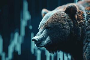Downward Bears stock market graph. Generate Ai photo