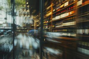 Abstract view of a city wine shop photo