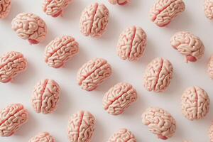 Seamless pattern of human brains on white background photo