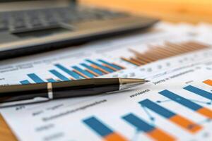 Business finance data analysis with graphs and charts photo