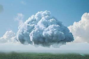 Surreal cloud formation floating above serene meadow photo