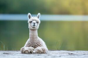 Serene Lama lotus pose. Generate Ai photo