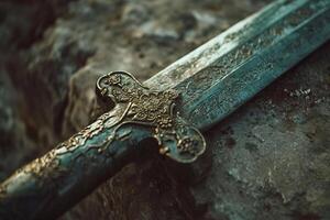 Timeless Ancient sword fantasy. Generate Ai photo