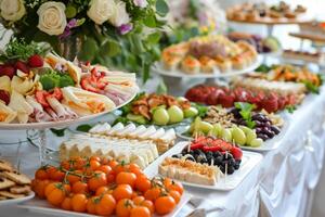 Garnished Appetizers snacks plate table. Generate Ai photo