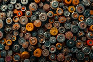 Reusable Top view of alkaline batteries storage. Generate ai photo