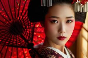 Mysterious Geisha girl. Generate Ai photo