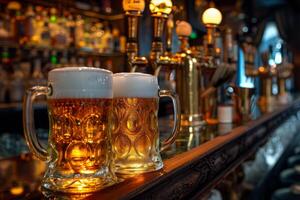 Frothy Beer butter mug bar. Generate Ai photo