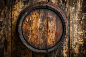 Rustic Beer wood barrel cask. Generate Ai photo