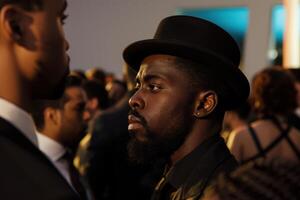 Dapper Black man on movie premiere. Generate Ai photo