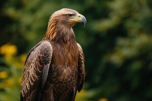 Close-up of a golden eagle with sharp focus on its piercing gaze photo