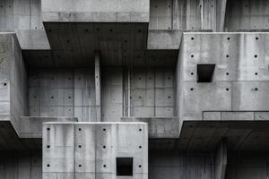 Close-up of a building showcasing the raw texture of brutalist architecture photo