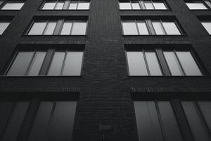 Modern urban building facade in monochrome photo