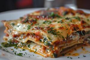 Homemade spinach and ricotta lasagna photo