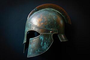 Metallic Ancient corinthian helmet. Generate Ai photo