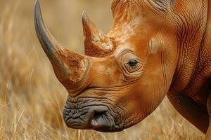 Powerful African rhino head. Generate Ai photo