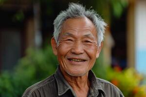Joyful Asian man smiling. Generate Ai photo