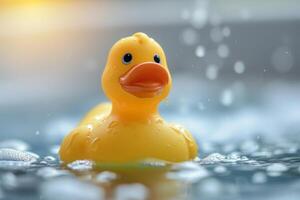 Soft Bath duck toy. Generate Ai photo